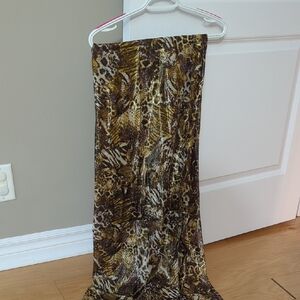 H&M Leopard Print Sheer Scarf with Gold Accents